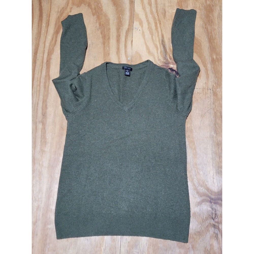 only mine cashmere sweater Women M Green Vneck  Pullover Long Sleeve @N3 - Picture 2 of 6